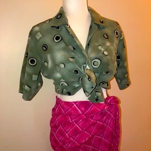 Vintage Abstract Print Short Sleeve Shirt